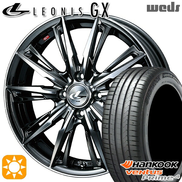【取付対象】195/55R16 87V ハンコック veNtus PRime4 K135 Weds レオニス GX BMCMC (ブラックメタルコート/ミラーカット) 16インチ 6.0J 4H100 サマータイヤホイールセット ｜格安タイヤホイールジャストパーツ