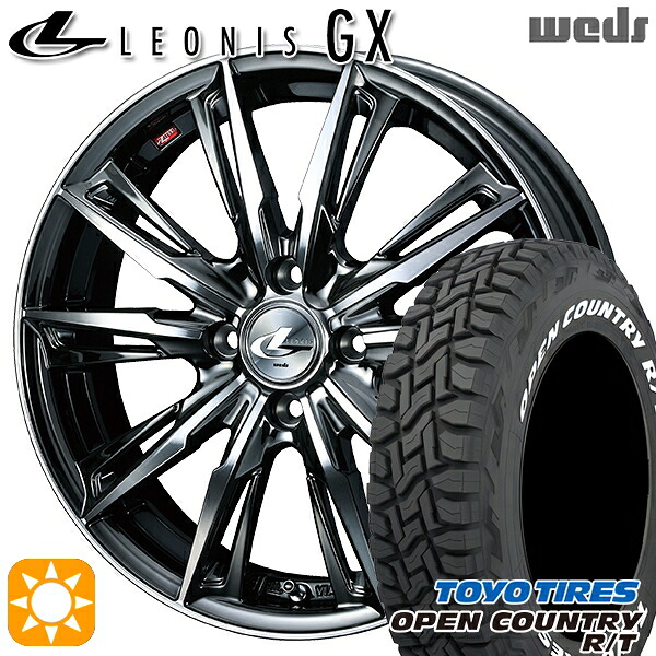 【取付対象】155/65R14 75Q WL トーヨー オープンカントリー R/T ホワイトレター Weds レオニス GX BMCMC (ブラックメタルコート/ミラーカット) 14インチ 4.5J 4H100 サマータイヤホイールセット ｜格安タイヤホイールジャストパーツ