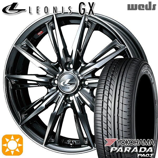 【取付対象】軽トラ 165/55R14C 95/93N ヨコハマ パラダ PA03 Weds レオニス GX BMCMC (ブラックメタルコート/ミラーカット) 14インチ 4.5J 4H100 サマータイヤホイールセット