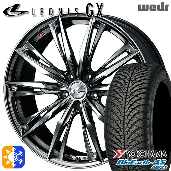 アルファード ヴェルファイア 235/50R18 101Y XL ヨコハマ ブルーアース 4S AW21 Weds レオニス GX BMCMC (ブラックメタルコート/ミラーカット) 18インチ 7.0J 5H114.3 オールシーズンタイヤホイールセット 131,100円