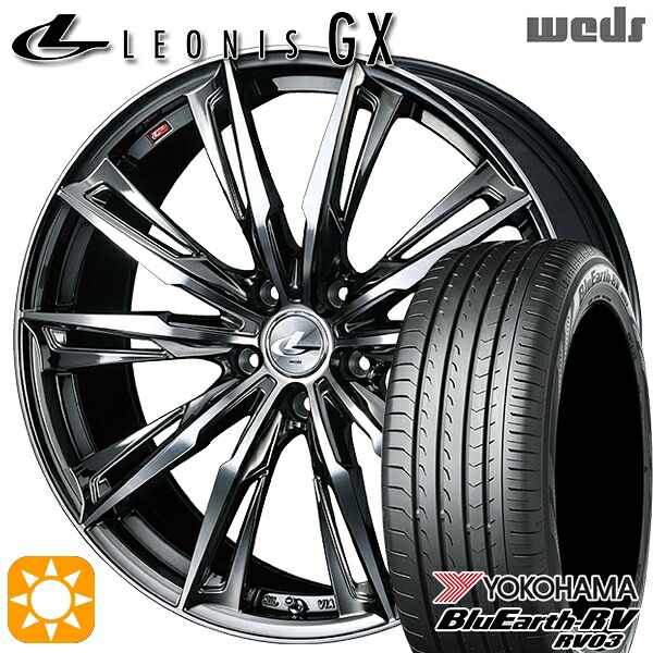 【取付対象】225/45R18 95W XL ヨコハマ ブルーアース RV03 Weds レオニス GX BMCMC (ブラックメタルコート/ミラーカット) 18インチ 8.0J 5H114.3 サマータイヤホイールセット