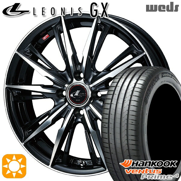 【取付対象】205/45R17 88V XL ハンコック veNtus PRime4 K135 Weds レオニス GX PBMC (パールブラック/ミラーカット) 17インチ 6.5J 4H100 サマータイヤホイールセット