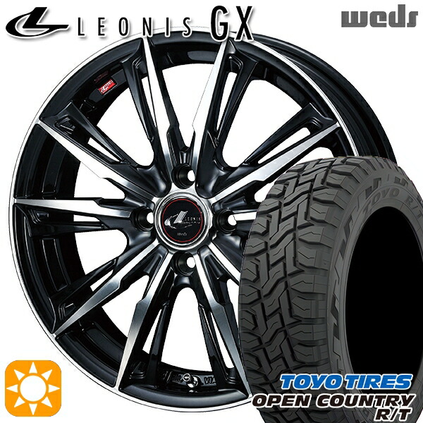 【取付対象】155/65R14 75Q トーヨー オープンカントリー R/T Weds レオニス GX PBMC (パールブラック/ミラーカット) 14インチ 4.5J 4H100 サマータイヤホイールセット