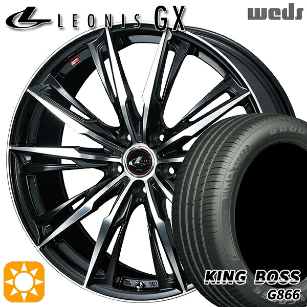 【取付対象】215/50R18 96W XL キングボス G866 Weds レオニス GX PBMC (パールブラック/ミラーカット) 18インチ 8.0J 5H114.3 サマータイヤホイールセット 88,055円