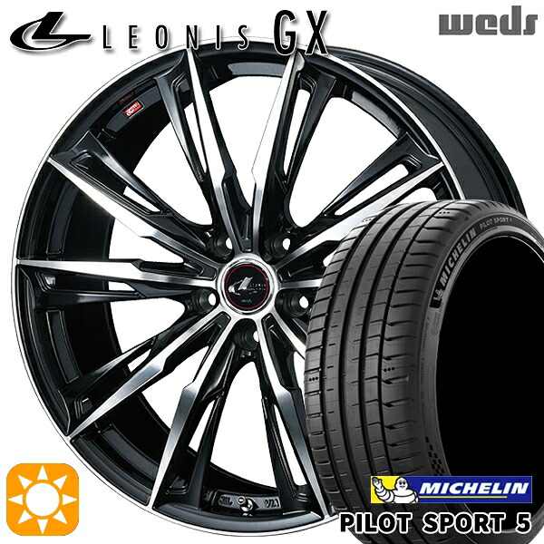 【取付対象】245/45R19 102Y XL ミシュラン パイロットスポーツ5 Weds レオニス GX PBMC (パールブラック/ミラーカット) 19インチ 8.0J 5H114.3 サマータイヤホイールセット |格安タイヤホイールジャストパーツ