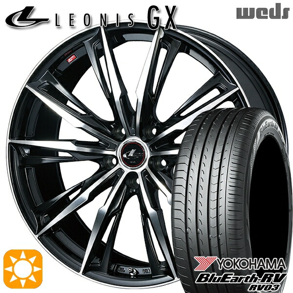 【取付対象】C-HR ヴェゼル 225/50R18 95V ヨコハマ ブルーアース RV03 Weds レオニス GX PBMC (パールブラック/ミラーカット) 18インチ 7.0J 5H114.3 サマータイヤホイールセット ｜格安タイヤホイールジャストパーツ