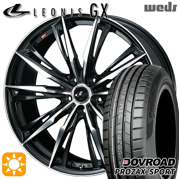 【取付対象】225/35R19 88Y XL DOVROAD プロザックススポーツ Weds レオニス GX PBMC (パールブラック/ミラーカット) 19インチ 7.5J 5H114.3 サマータイヤホイールセット ｜格安タイヤホイールジャストパーツ
