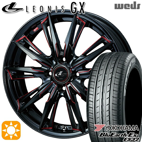 【取付対象】185/55R16 83V ヨコハマ ブルーアース ES32 Weds レオニス GX BK/SC[RED] (ブラック/SCマシニング[レッド]) 16インチ 6.0J 4H100 サマータイヤホイールセット 88,495円