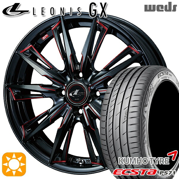 【取付対象】マツダ2 ノート 205/45R17 88W XL クムホ エクスタ PS71 Weds レオニス GX BK/SC[RED] (ブラック/SCマシニング[レッド]) 17インチ 6.5J 4H100 サマータイヤホイールセット