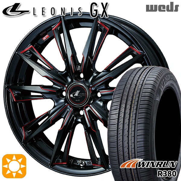 【取付対象】ライズ ロッキー 205/60R16 92H ウィンラン R380 Weds レオニス GX BK/SC[RED] (ブラック/SCマシニング[レッド]) 16インチ 6.0J 4H100 サマータイヤホイールセット