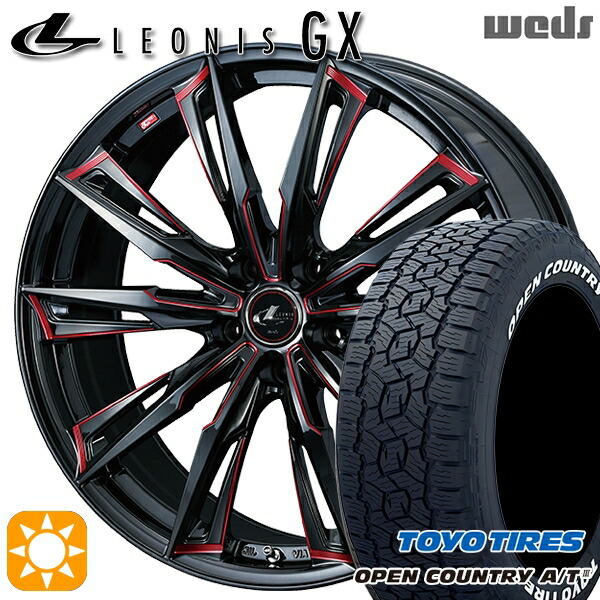 【取付対象】245/65R17 111H XL トーヨー オープンカントリーA/T3 ホワイトレター Weds レオニス GX BK/SC[RED] (ブラック/SCマシニング[レッド]) 17インチ 7.0J 5H114.3 サマータイヤホイールセット