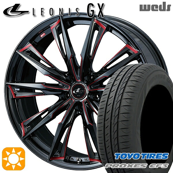 【取付対象】アクセラ アテンザ 215/45R18 93W XL トーヨー プロクセス CF3 Weds レオニス GX BK/SC[RED] (ブラック/SCマシニング[レッド]) 18インチ 7.0J 5H114.3 サマータイヤホイールセット