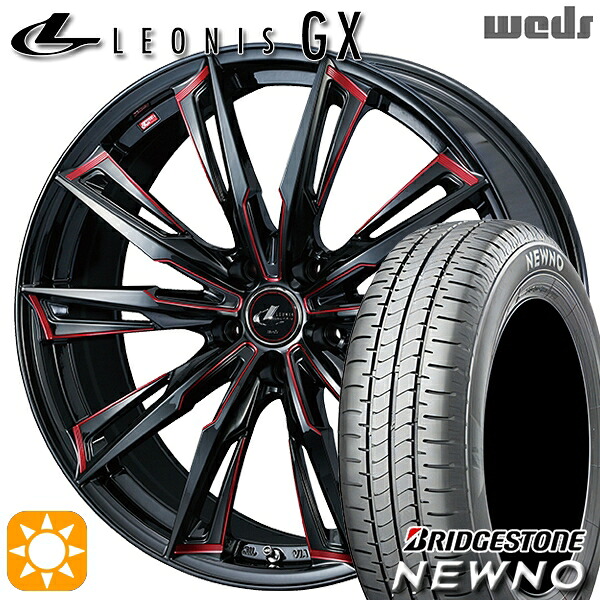 【取付対象】225/50R17 94V ブリヂストン ニューノ Weds レオニス GX BK/SC[RED] (ブラック/SCマシニング[レッド]) 17インチ 7.0J 5H114.3 サマータイヤホイールセット ｜格安タイヤホイールジャストパーツ