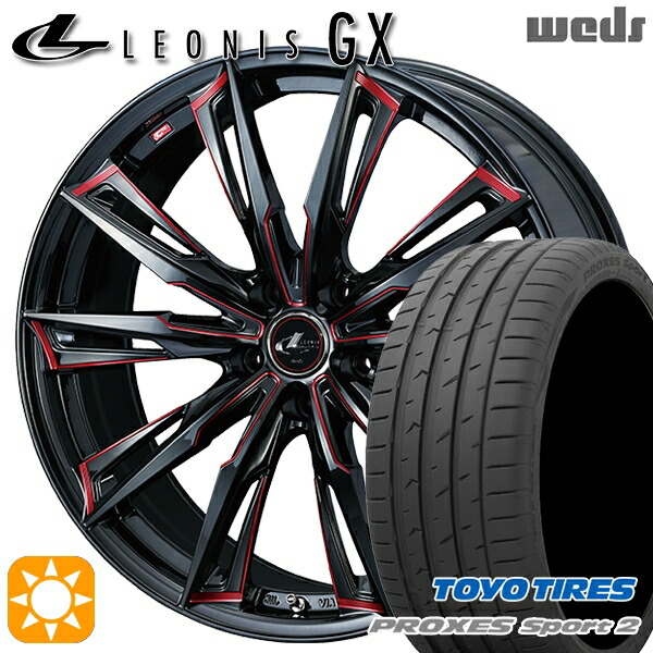 【取付対象】225/35R19 88Y XL トーヨー プロクセススポーツ2 Weds レオニス GX BK/SC[RED] (ブラック/SCマシニング[レッド]) 19インチ 8.0J 5H114.3 サマータイヤホイールセット