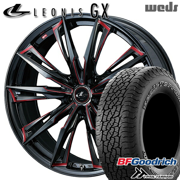 【取付対象】225/65R17 102T ORWL BFグッドリッチ トレールテレーン Weds レオニス GX BK/SC[RED] (ブラック/SCマシニング[レッド]) 17インチ 7.0J 5H114.3 サマータイヤホイールセット ｜格安タイヤホイールジャストパーツ