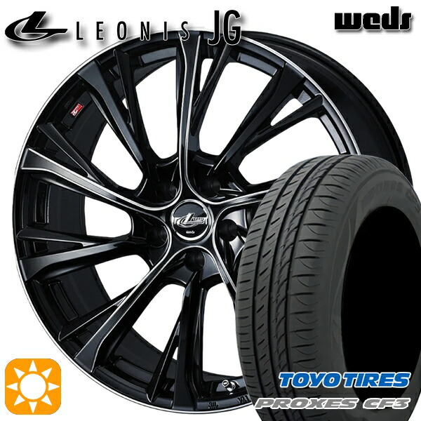 【取付対象】エスティマ ヤリスクロス 215/60R16 95H トーヨー プロクセス CF3 Weds ウェッズ レオニス JG BK/SC 16インチ 6.5J 5H114.3 サマータイヤホイールセット