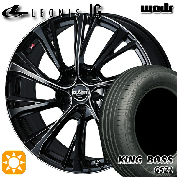 【取付対象】セレナ ラフェスタ 195/60R16 89H キングボス G521 Weds ウェッズ レオニス JG BK/SC 16インチ 6.5J 5H114.3 サマータイヤホイールセット