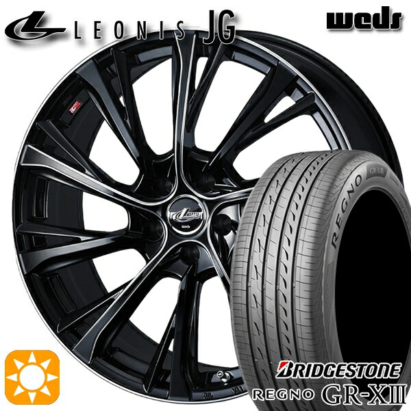 【取付対象】クラウン ヴェゼル 225/40R19 93W XL ブリヂストン レグノ GRX3 Weds ウェッズ レオニス JG BK/SC 19インチ 8.0J 5H114.3 サマータイヤホイールセット