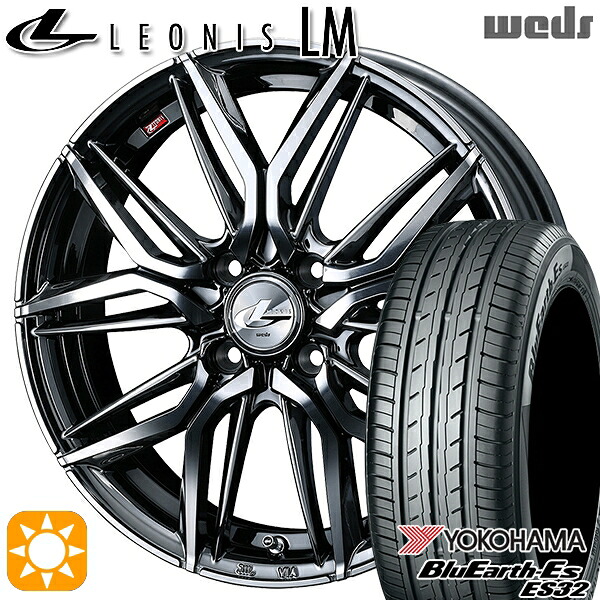 【取付対象】タフト 165/65R15 81S ヨコハマ ブルーアース ES32 Weds レオニス LM BMCMC (ブラックメタルコート/ミラーカット) 15インチ 4.5J 4H100 サマータイヤホイールセット