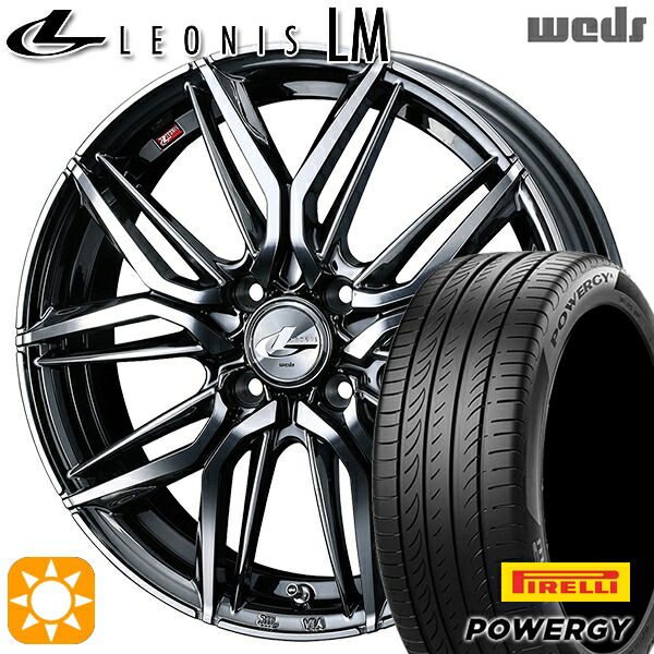 【取付対象】マツダ2 ノート 205/45R17 88W XL ピレリ パワジー Weds レオニス LM BMCMC (ブラックメタルコート/ミラーカット) 17インチ 6.5J 4H100 サマータイヤホイールセット