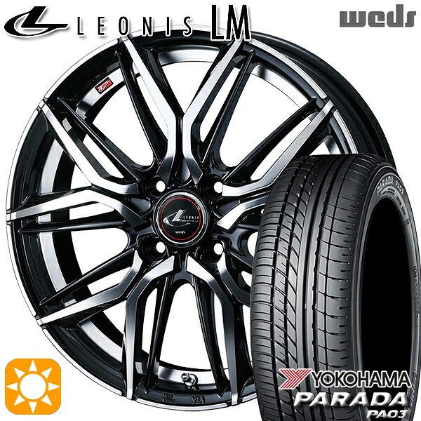 【取付対象】軽トラ 165/55R14C 95/93N ヨコハマ パラダ PA03 Weds レオニス LM PBMC (パールブラック/ミラーカット) 14インチ 4.5J 4H100 サマータイヤホイールセット