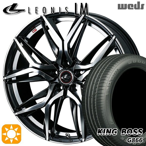 【取付対象】215/50R18 96W XL キングボス G866 Weds レオニス LM PBMC (パールブラック/ミラーカット) 18インチ 8.0J 5H114.3 サマータイヤホイールセット
