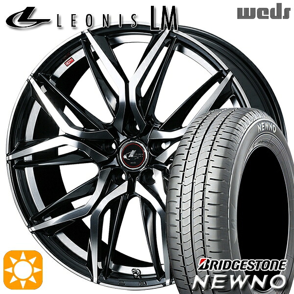 【取付対象】225/45R18 95W XL ブリヂストン ニューノ Weds レオニス LM PBMC (パールブラック/ミラーカット) 18インチ 8.0J 5H114.3 サマータイヤホイールセット