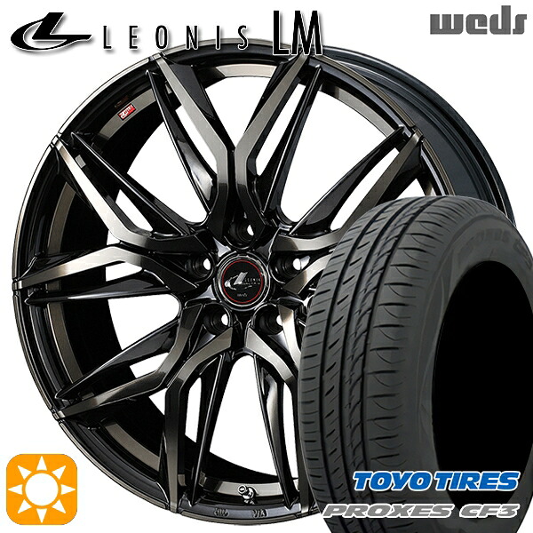 【取付対象】マークX スカイライン 225/45R18 95W XL トーヨー プロクセス CF3 Weds レオニス LM PBMC/TI (パールブラック ミラーカット/チタントップ) 18インチ 8.0J 5H114.3 サマータイヤホイールセット |格安タイヤホイールジャストパーツ