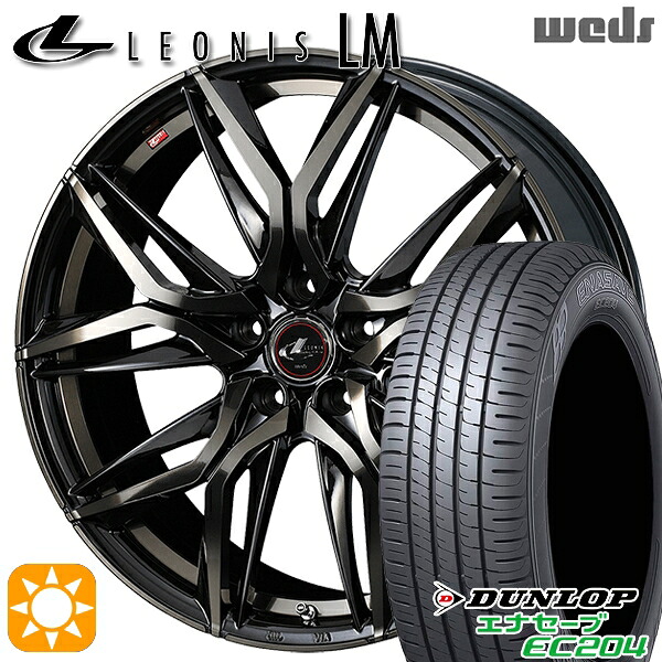 【取付対象】プリウス カローラ 195/65R15 91V ダンロップ エナセーブ EC204 Weds レオニス LM PBMC/TI (パールブラック ミラーカット/チタントップ) 15インチ 6.0J 5H100 サマータイヤホイールセット ｜格安タイヤホイールジャストパーツ