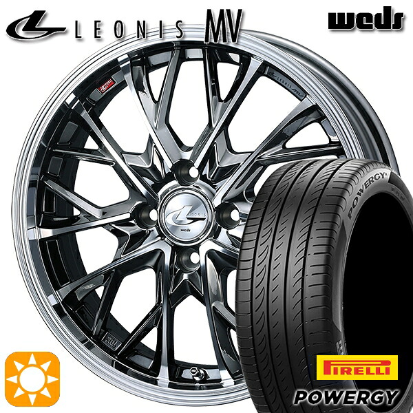 【取付対象】205/45R17 88W XL ピレリ パワジー Weds レオニス MV BMCMC (ブラックメタルコート ミラーカット) 17インチ 6.5J 4H100 サマータイヤホイールセット