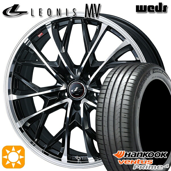 【取付対象】215/55R17 98W XL ハンコック veNtus PRime4 K135 Weds レオニス MV PBMC (パールブラック/ミラーカット) 17インチ 7.0J 5H100 サマータイヤホイールセット