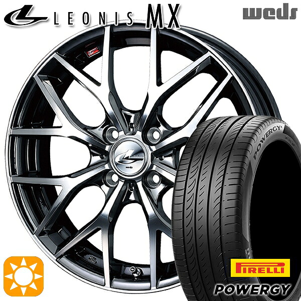 【取付対象】マツダ2 ノート 205/45R17 88W XL ピレリ パワジー Weds レオニス MX BMCMC (ブラックメタルコート ミラーカット) 17インチ 6.5J 4H100 サマータイヤホイールセット