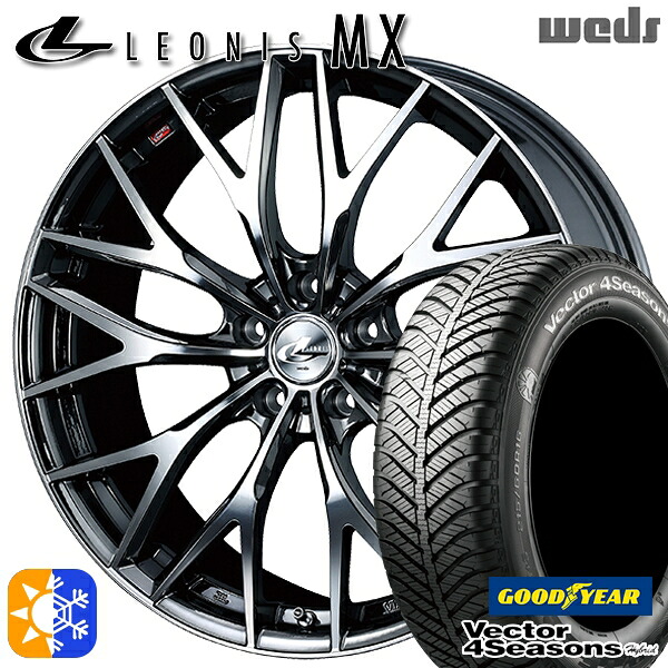 225/40R18 92H XL グッドイヤー ベクター フォーシーズンズ Weds ウェッズ レオニス MX 18インチ 7.0J 5H114.3 BMCMC(ブラックメタルコート ミラーカット) オールシーズンタイヤホイールセット