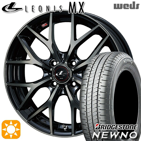 【取付対象】195/50R16 84V ブリヂストン ニューノ Weds レオニス MX PBMC/TI (パールブラック ミラーカット/チタントップ) 16インチ 6.0J 4H100 サマータイヤホイールセット 100,980円