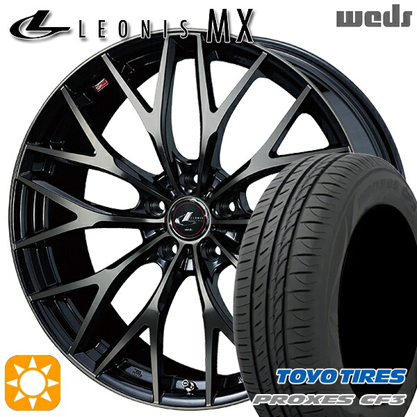 【取付対象】マークX スカイライン 225/45R18 95W XL トーヨー プロクセス CF3 Weds レオニス MX PBMC/TI (パールブラック ミラーカット/チタントップ) 18インチ 8.0J 5H114.3 サマータイヤホイールセット |格安タイヤホイールジャストパーツ