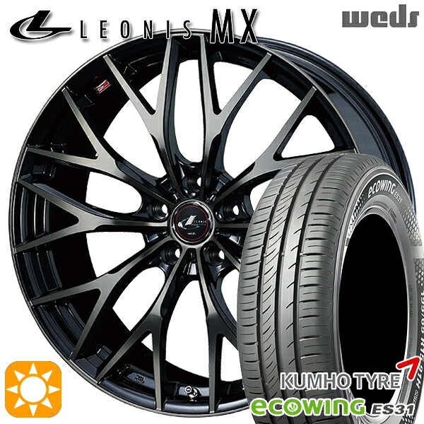 【取付対象】170シエンタ 185/60R15 84H クムホ エコウィング ES31 Weds レオニス MX PBMC/TI (パールブラック ミラーカット/チタントップ) 15インチ 6.0J 5H100 サマータイヤホイールセット ｜格安タイヤホイールジャストパーツ