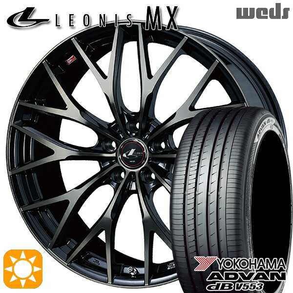 【取付対象】20/30系アルファード ヴェルファイア 235/50R18 97W ヨコハマ アドバンデシベル V553 Weds レオニス MX PBMC/TI (パールブラック ミラーカット/チタントップ) 18インチ 7.0J 5H114.3 サマータイヤホイールセット