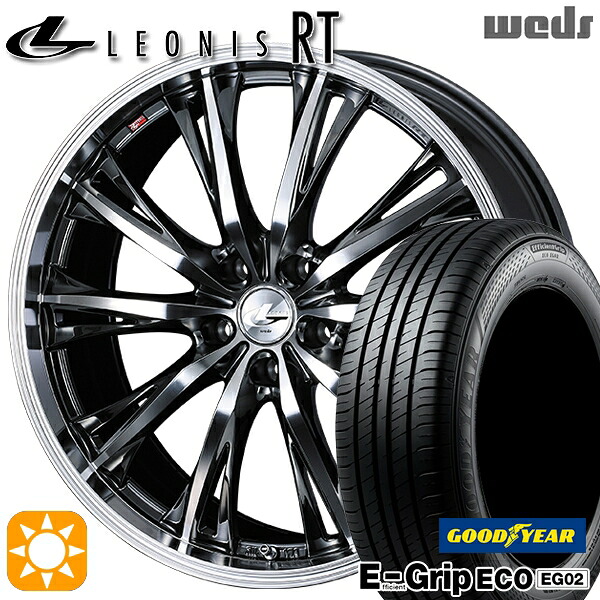 【取付対象】リーフ アクセラ 205/55R16 91V グッドイヤー エフィシェントグリップ EG02 Weds レオニス RT BMCMC 16インチ 6.5J 5H114.3 サマータイヤホイールセット