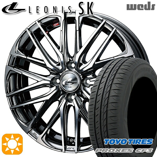 【取付対象】アクア クロスビー 185/55R16 87V XL トーヨー プロクセス CF3 Weds レオニス SK BMCMC (ブラックメタルコート ミラーカット) 16インチ 6.0J 4H100 サマータイヤホイールセット