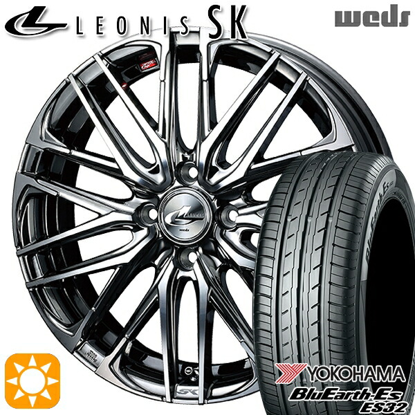 【取付対象】タフト 165/65R15 81S ヨコハマ ブルーアース ES32 Weds レオニス SK BMCMC (ブラックメタルコート ミラーカット) 15インチ 4.5J 4H100 サマータイヤホイールセット