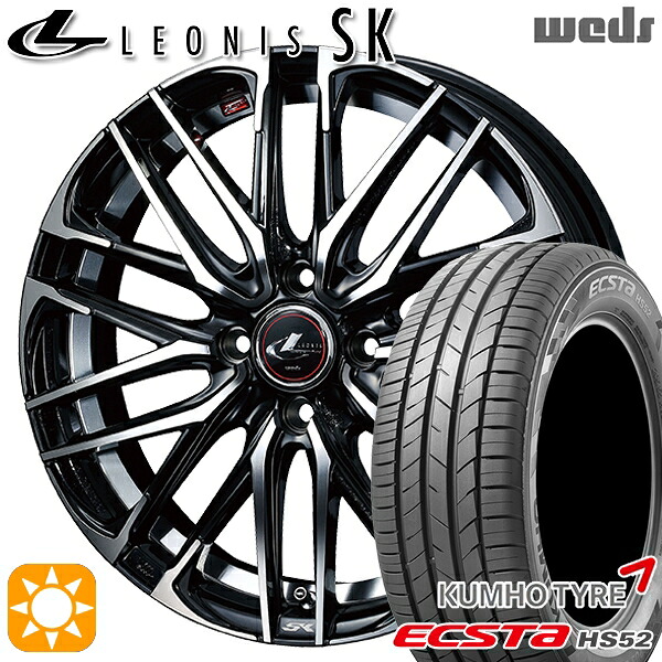【取付対象】195/45R16 84V XL クムホ エクスタ HS52 Weds レオニス SK PBMC (パールブラック ミラーカット) 16インチ 6.0J 4H100 サマータイヤホイールセット |格安タイヤホイールジャストパーツ