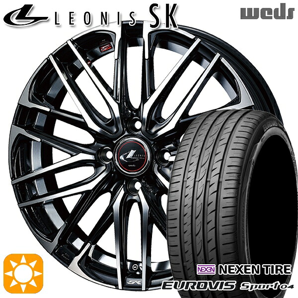 【取付対象】165/60R14 75H ロードストーン ユーロビズ Sport 04 Weds レオニス SK PBMC (パールブラック ミラーカット) 14インチ 4.5J 4H100 サマータイヤホイールセット ｜格安タイヤホイールジャストパーツ