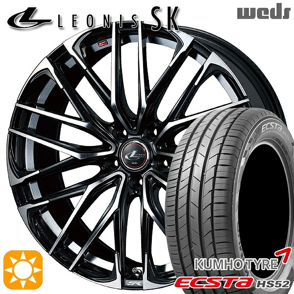 【取付対象】リーフ ノア 205/55R16 91V クムホ エクスタ HS52 Weds レオニス SK PBMC (パールブラック ミラーカット) 16インチ 6.5J 5H114.3 サマータイヤホイールセット |格安タイヤホイールジャストパーツ