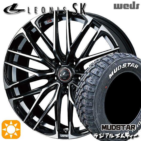 【取付対象】225/70R16 103S マッドスター ラジアル M/T ホワイトレター Weds レオニス SK PBMC (パールブラック ミラーカット) 16インチ 6.5J 5H114.3 サマータイヤホイールセット