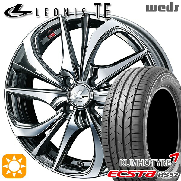 【取付対象】アクア ヤリス 195/50R16 88V XL クムホ エクスタ HS52 Weds レオニス TE BMCMC (ブラックメタルコート/ミラーカット) 16インチ 6.0J 4H100 サマータイヤホイールセット ｜格安タイヤホイールジャストパーツ