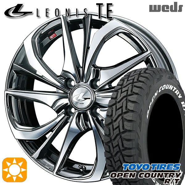 【取付対象】タフト 165/65R15 81Q トーヨー オープンカントリー R/T ホワイトレター Weds レオニス TE BMCMC (ブラックメタルコート/ミラーカット) 15インチ 4.5J 4H100 サマータイヤホイールセット
