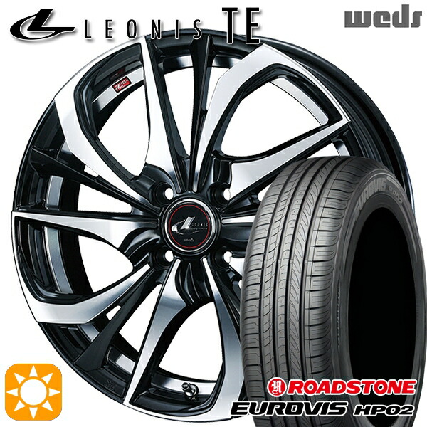 【取付対象】165/65R15 ネクセン ロードストーン ユーロビズ HP02 Weds レオニス TE PBMC (パールブラック ミラーカット) 15インチ 4.5J 4H100 サマータイヤホイールセット