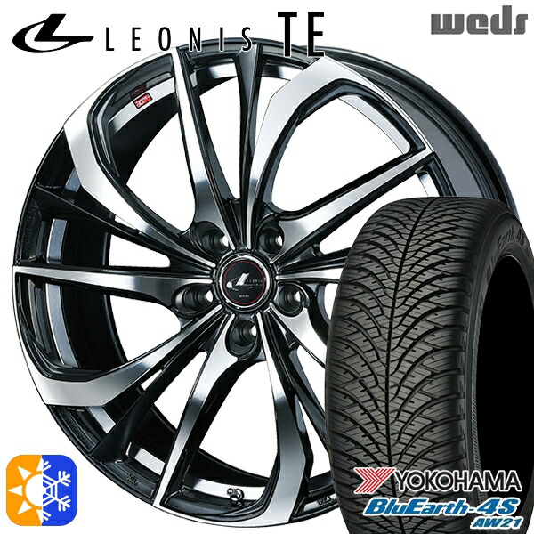アルファード ヴェルファイア 235/50R18 101Y XL ヨコハマ ブルーアース 4S AW21 Weds レオニス TE PBMC (パールブラック ミラーカット) 18インチ 8.0J 5H114.3 オールシーズンタイヤホイールセット