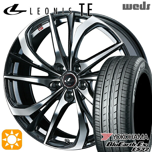 【取付対象】セレナ 215/40R18 85W ヨコハマ ブルーアース ES32 Weds レオニス TE PBMC (パールブラック ミラーカット) 18インチ 7.0J 5H114.3 サマータイヤホイールセット
