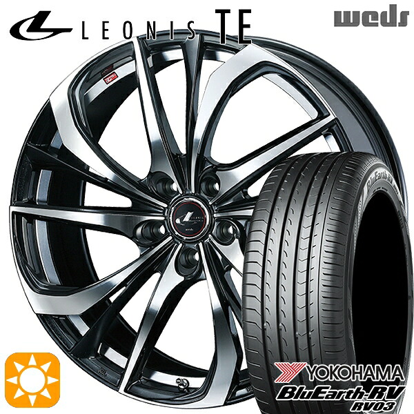 【取付対象】ヴェゼル レガシィ 225/60R18 100H ヨコハマ ブルーアース RV03 Weds レオニス TE PBMC (パールブラック ミラーカット) 18インチ 8.0J 5H114.3 サマータイヤホイールセット